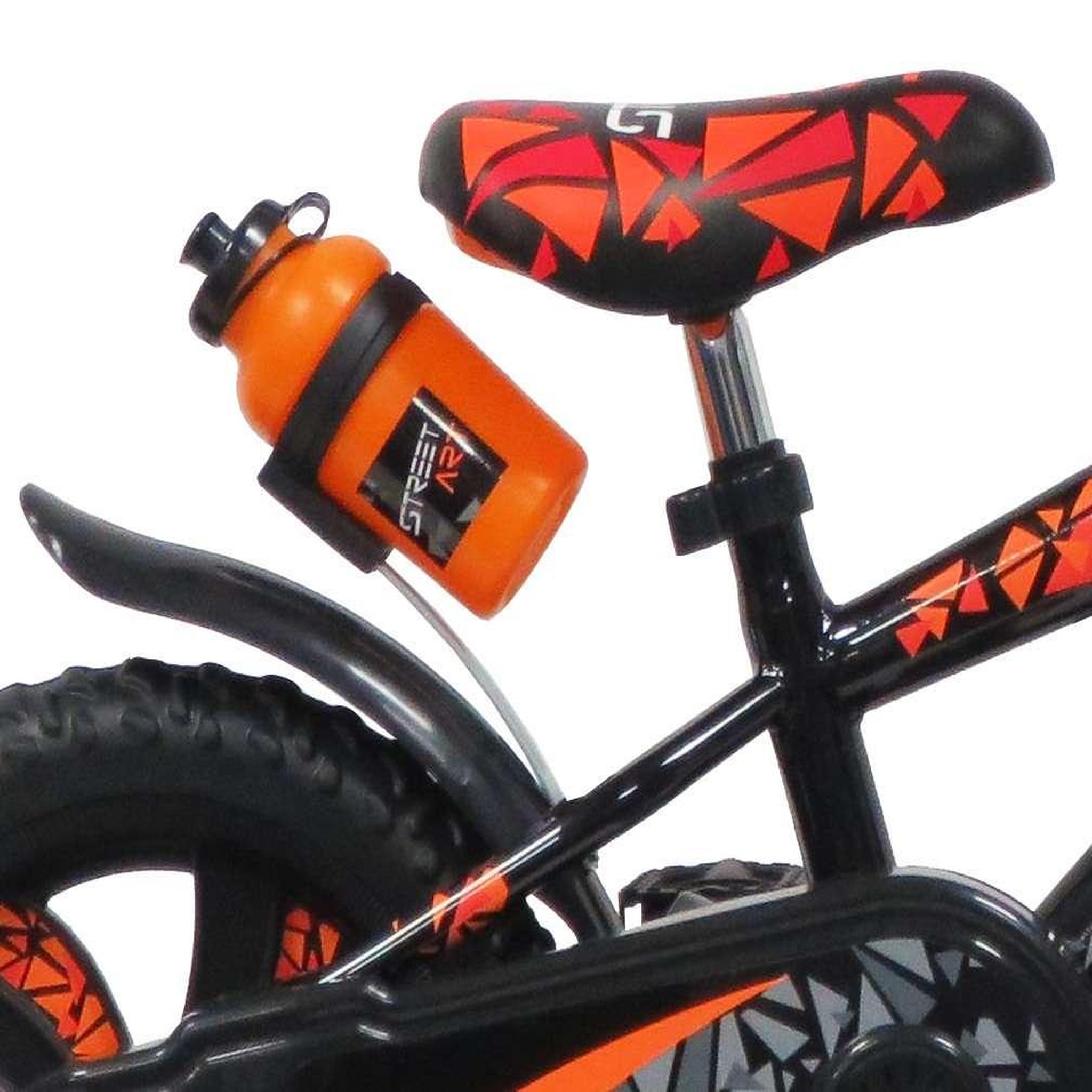 Voir la diapositive 3 : Vélo enfant - Modèle 12  Garçon Street Art pour enfant de 85/100 cm avec stabilisateurs - Guidon type BMX avec mousse décorative - Porte bidon - 1 frein + roues bâtons