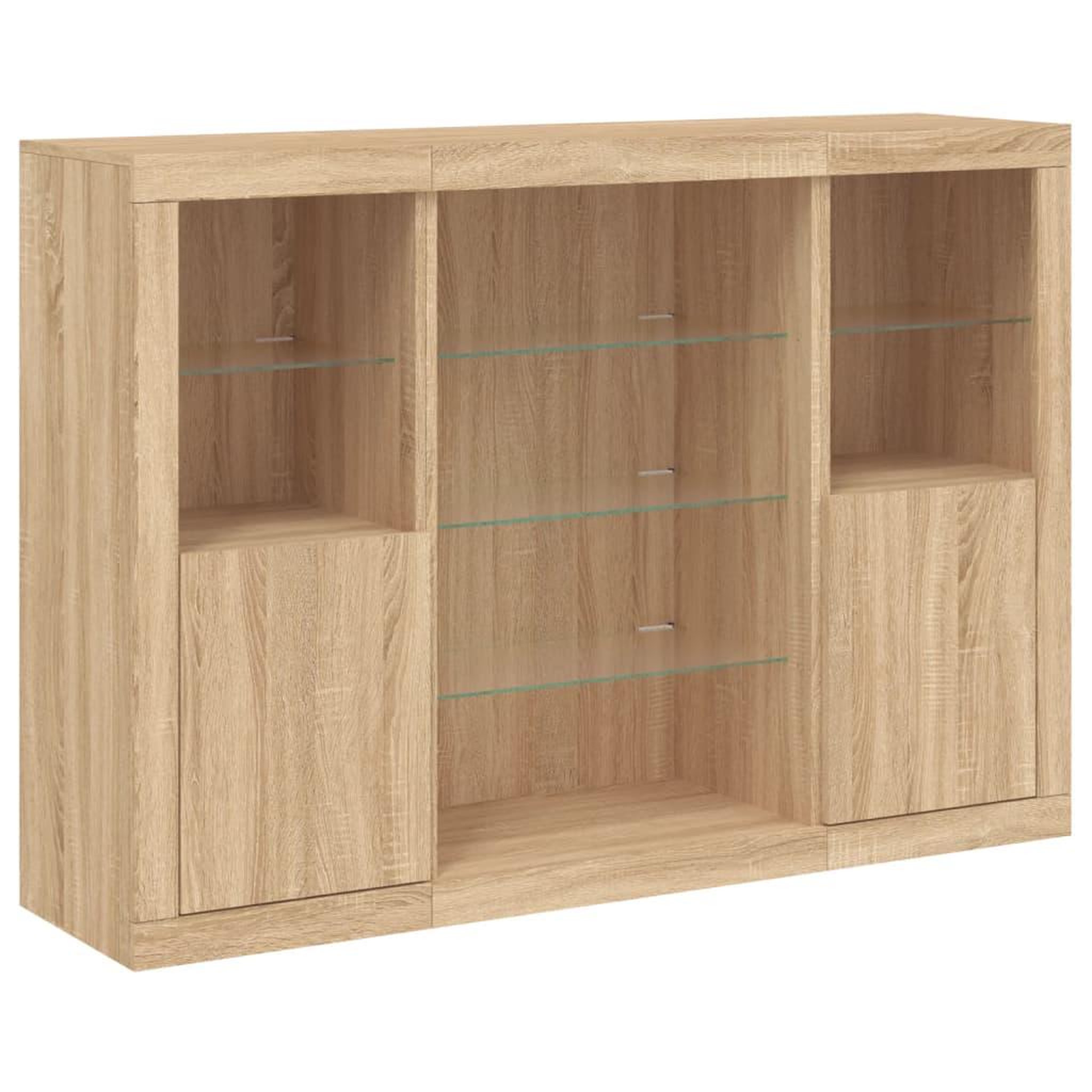 Voir la diapositive 5 : VIDAXL Buffets avec lumieres LED 3 pcs chene sonoma bois d'ingenierie