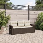 VIDAXL Salon de jardin avec coussins 3 pcs marron resine tressee