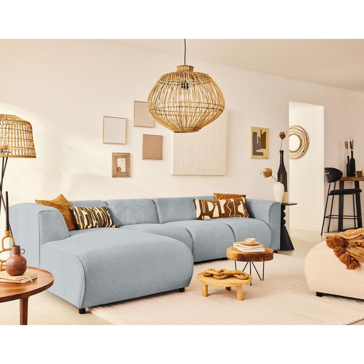 LISA DESIGN Suaro - canapé modulable d'angle gauche 5 places en tissu texturé