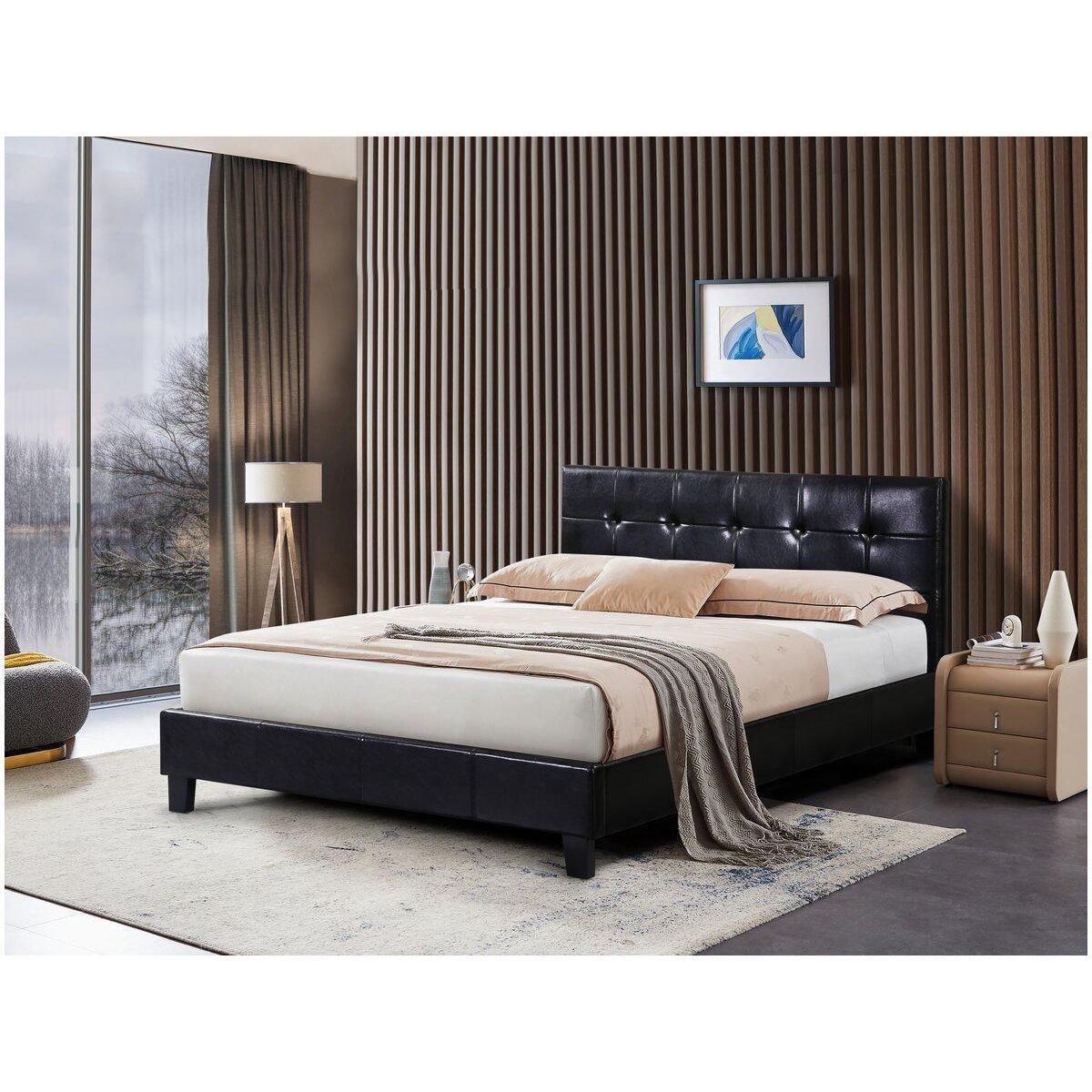 Habitat et Jardin Lit double en pvc  Julia  - 140 x 190 cm - Noir