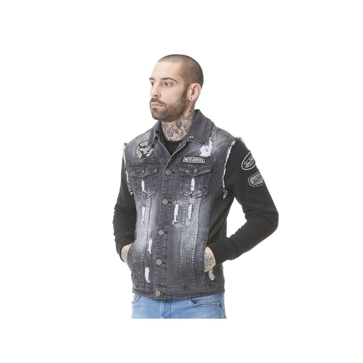 Veste en jean noir homme pas cher hot sale