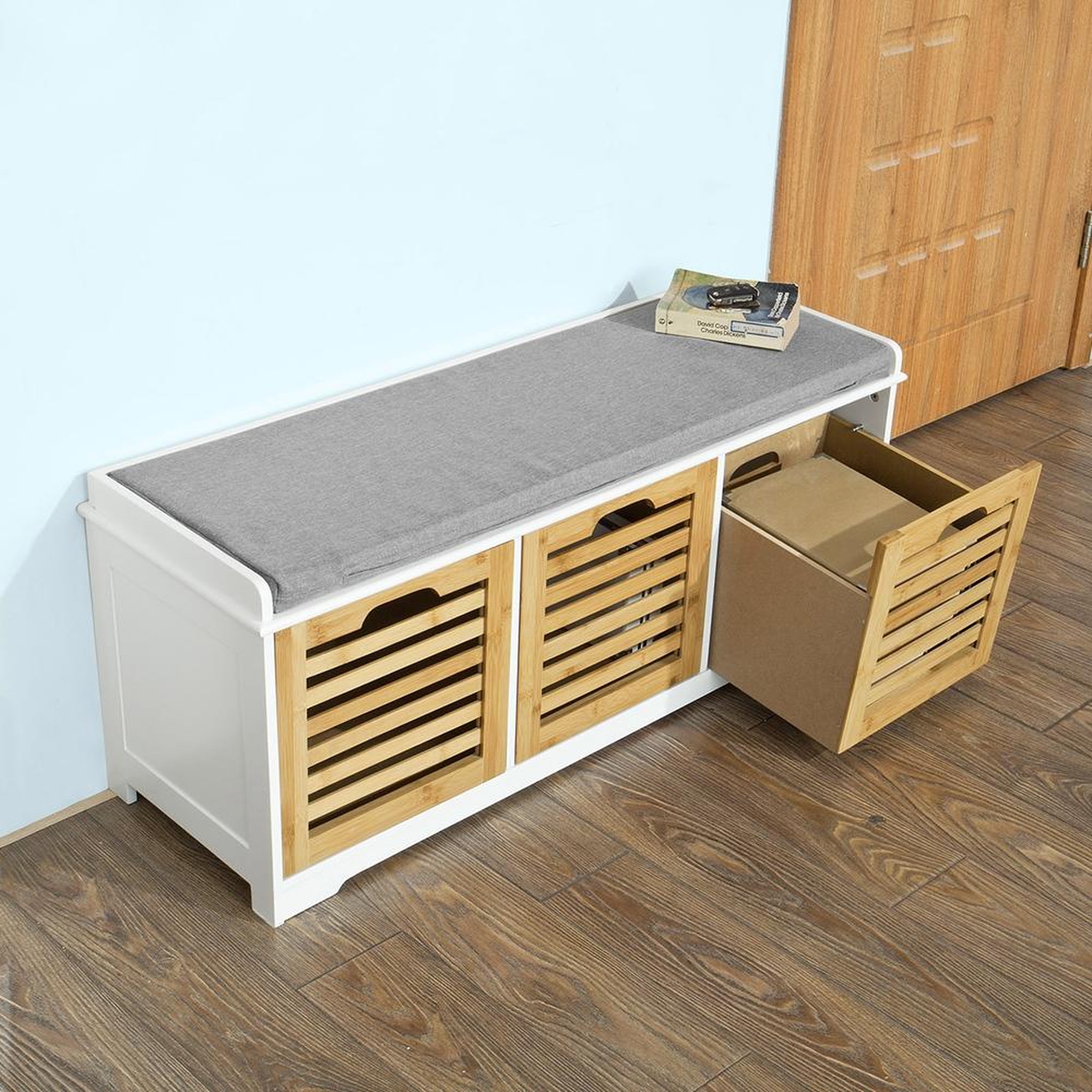 Voir la diapositive 4 : SOBUY SoBuy - Banc de rangement à trois tiroirs pour chaussures - Moderne - FSR23