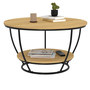 Voir la diapositive 1 : ID MARKET Table basse filaire double plateau ronde DETROIT 70 cm design industriel
