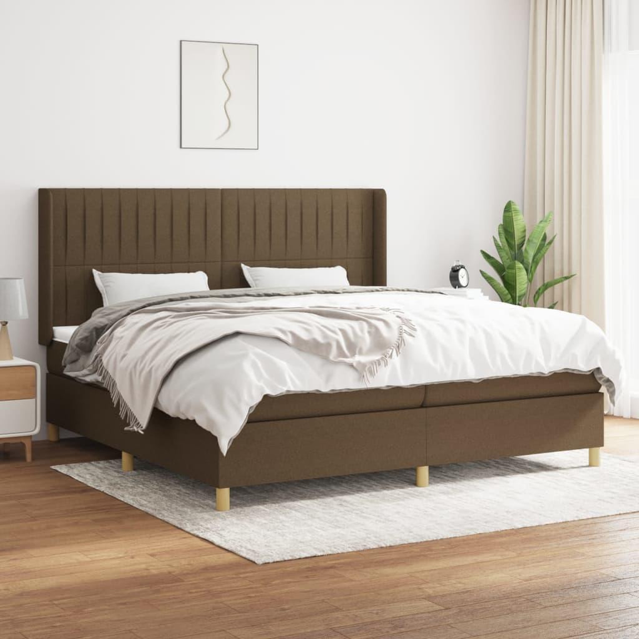 Voir la diapositive 1 : VIDAXL Sommier a lattes de lit avec matelas Marron fonce 200x200 cm