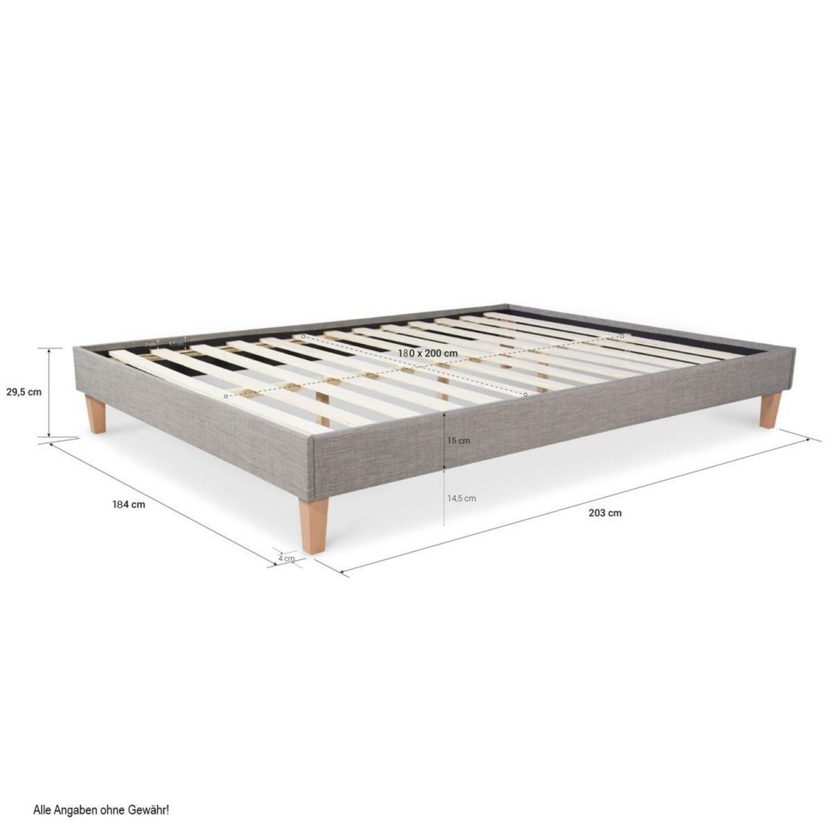 HomeStyle4U Lit Futon Double 180 x 200 Tissu Gris