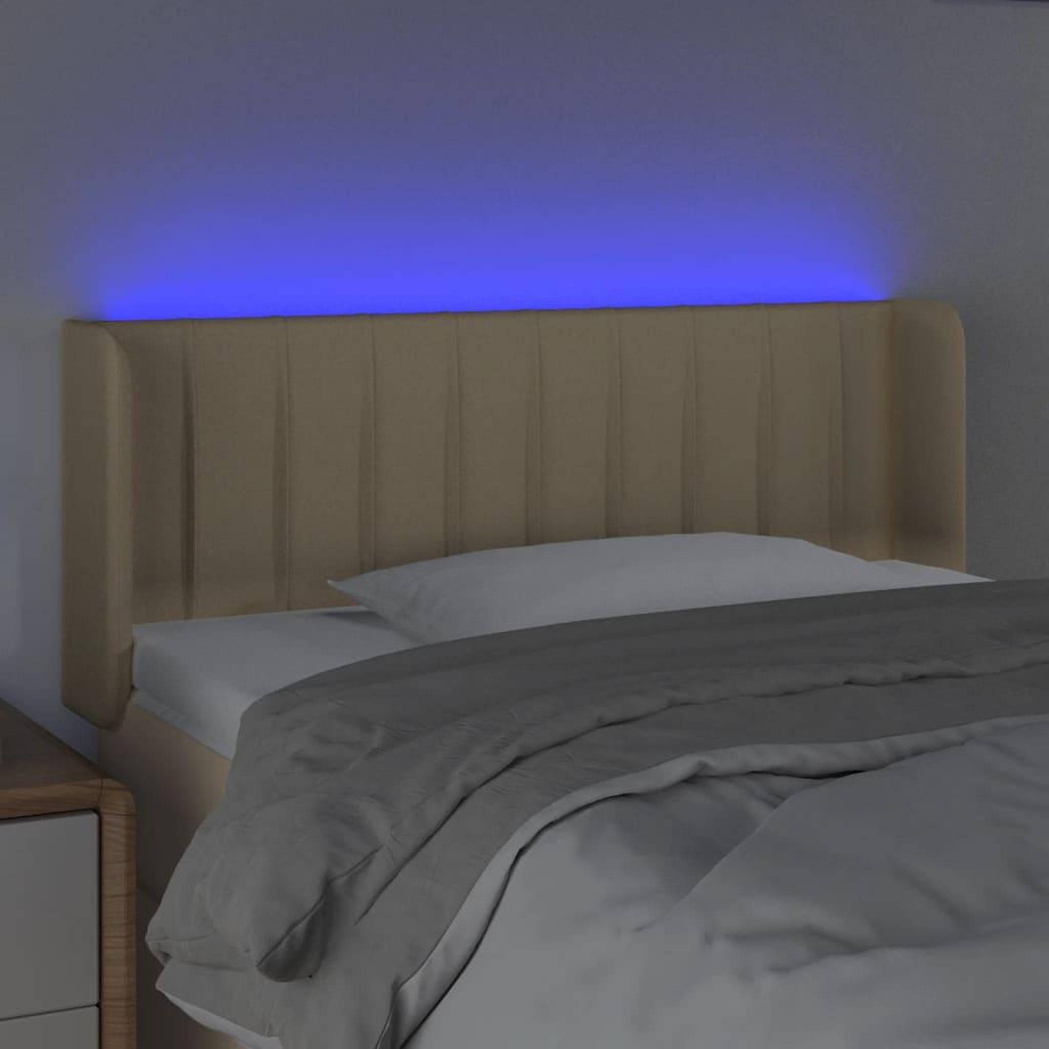 Voir la diapositive 4 : VIDAXL Tete de lit a LED Creme 83x16x78/88 cm Tissu