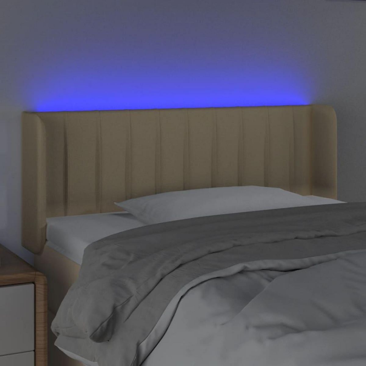 VIDAXL Tete de lit a LED Creme 83x16x78/88 cm Tissu