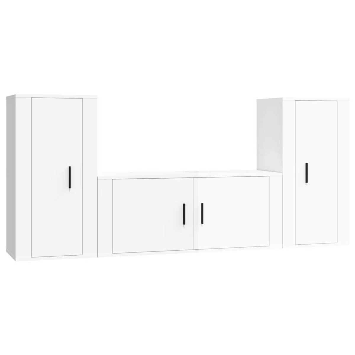 VIDAXL Ensemble de meubles TV 3 pcs Blanc brillant Bois d'ingenierie