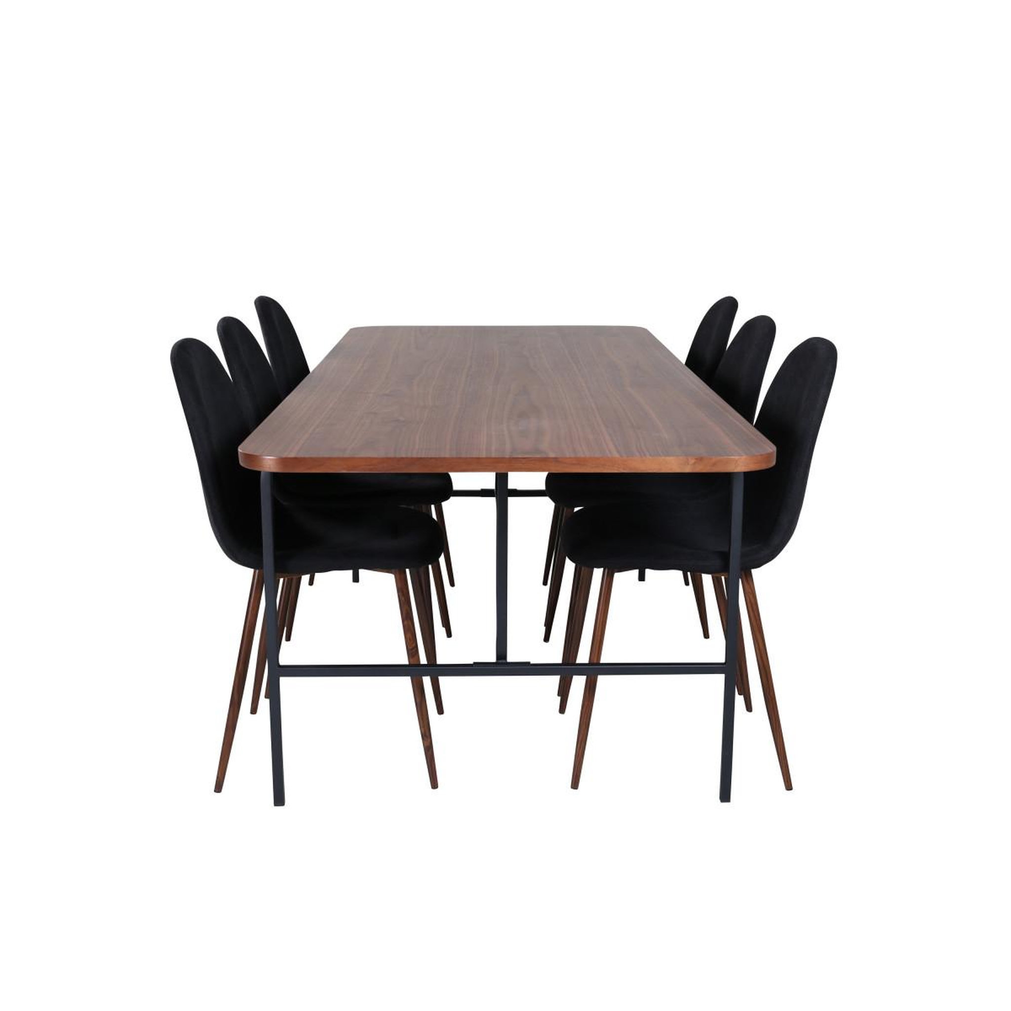 Voir la diapositive 2 : Paris Prix Ensemble table à manger & 6 chaises  uno & polar  200cm noyer & noir