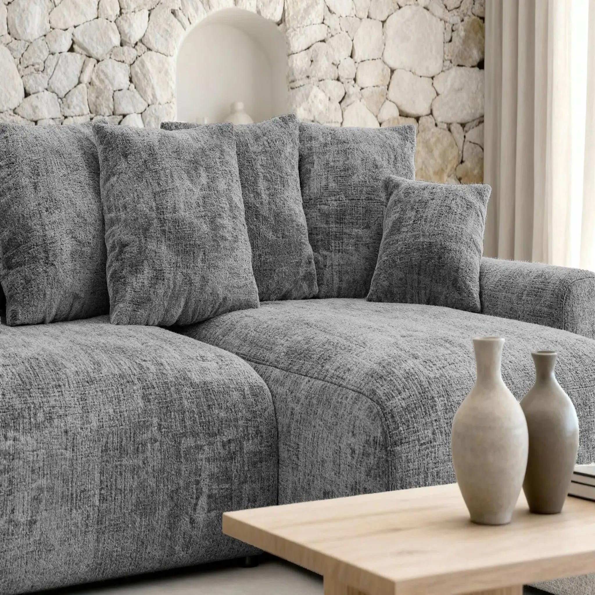 Voir la diapositive 4 : CASANOVA PARIS Oli - canapé d'angle convertible tissu chenille 4 places