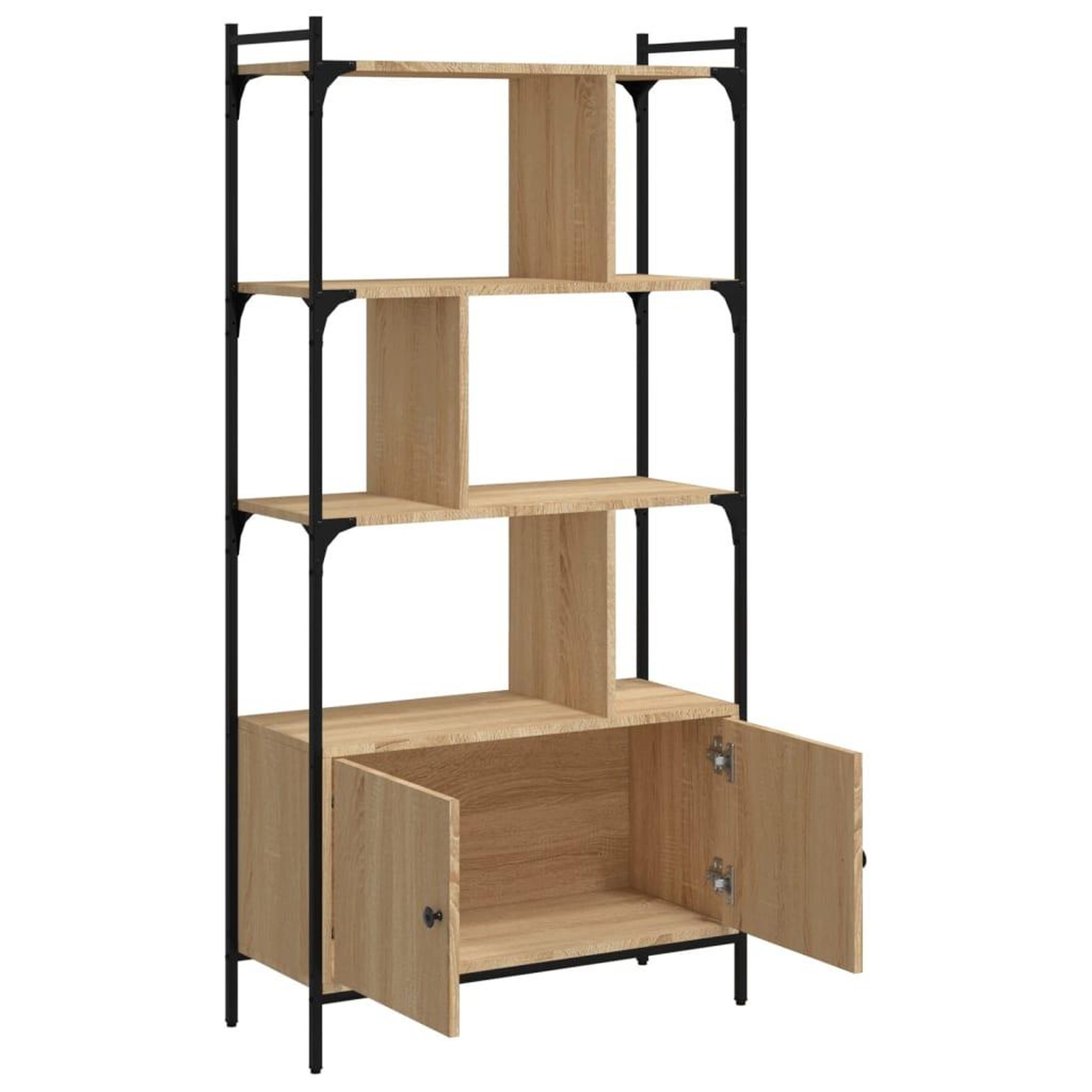 Voir la diapositive 4 : VIDAXL Bibliotheque avec portes chene sonoma 76,5x30x154,5 cm