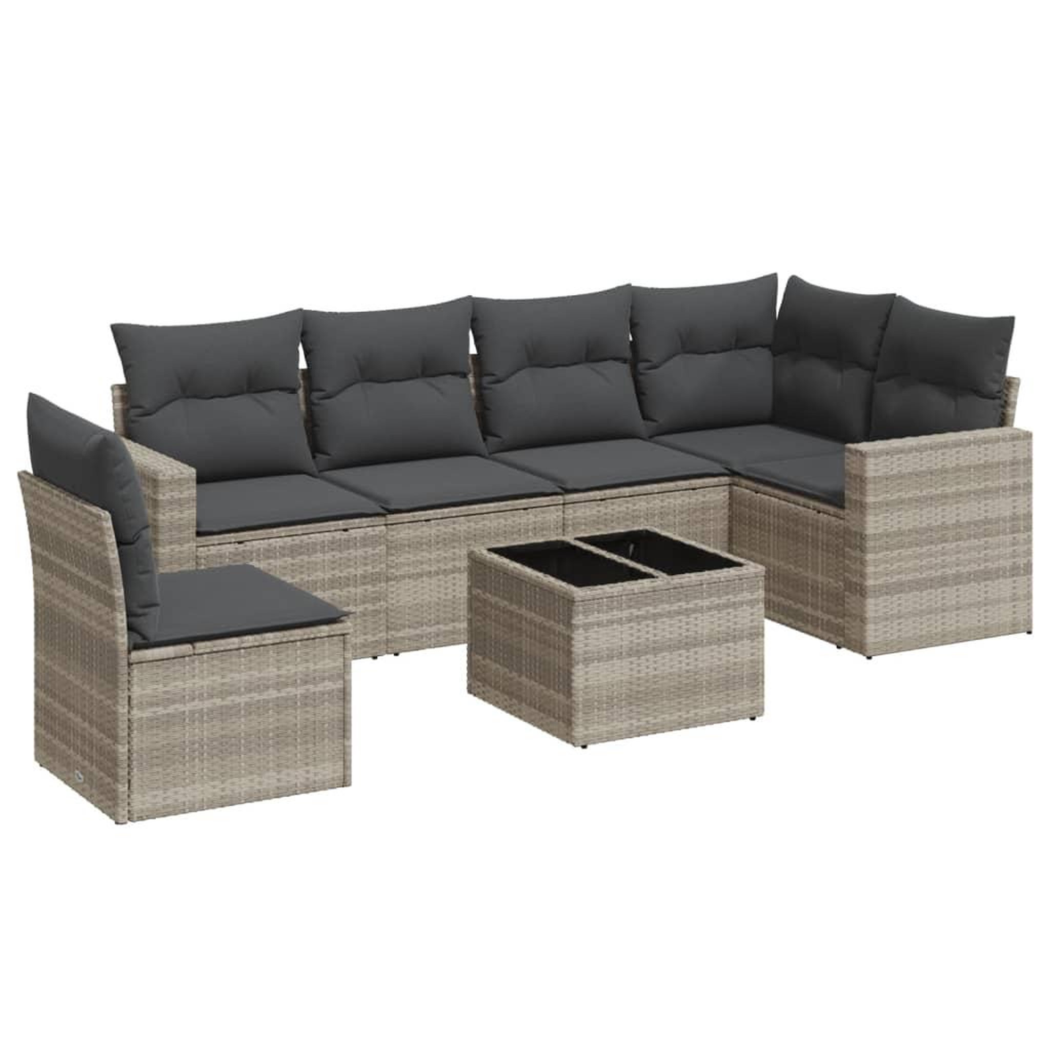 Voir la diapositive 2 : VIDAXL Salon de jardin avec coussins 7 pcs gris clair resine tressee