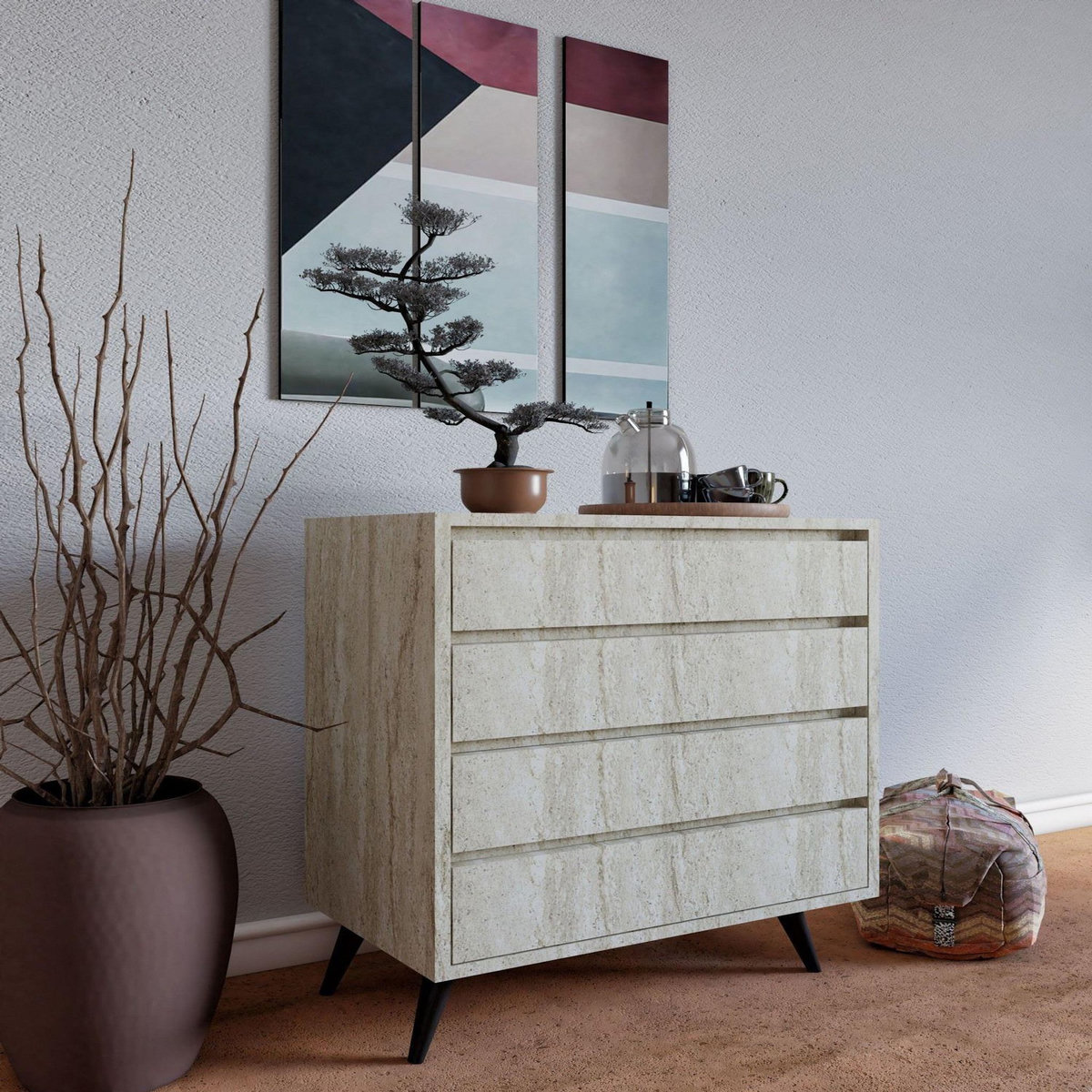 Habitat et Jardin Commode en bois  Suvera  - 70 x 40 x 86 cm - Travertin