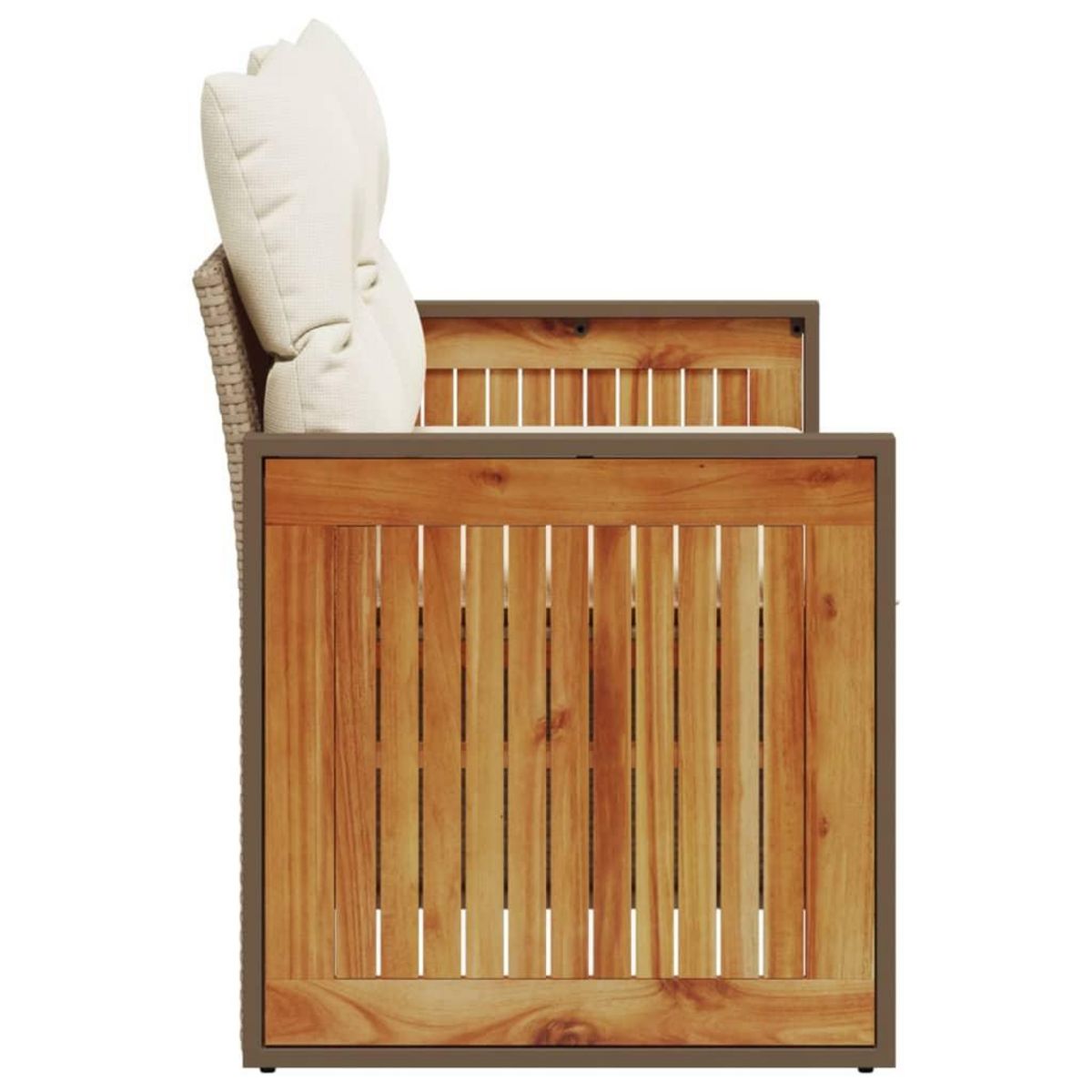 VIDAXL Canape de jardin avec coussins 2 places beige resine tressee