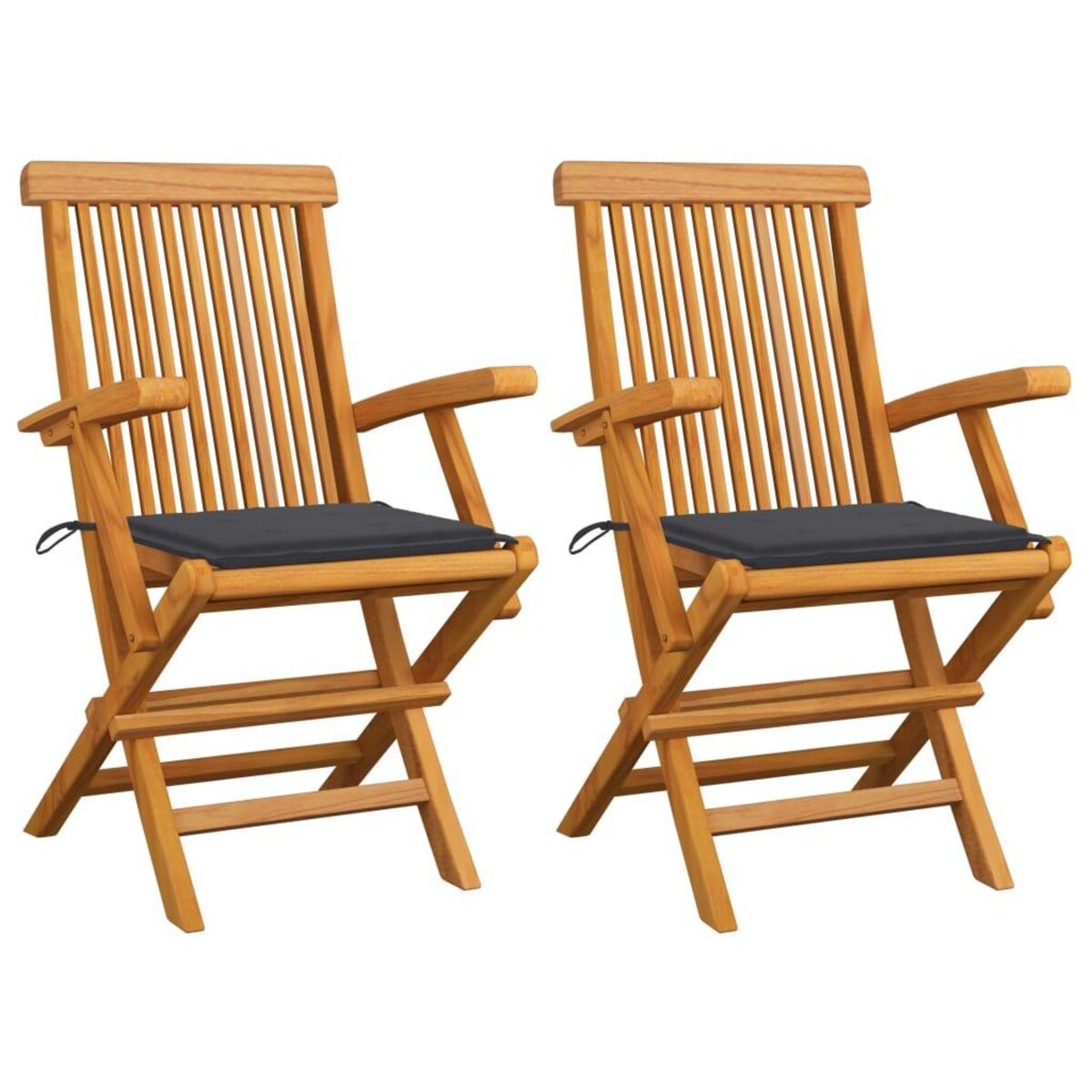 VIDAXL Chaises de jardin et coussins anthracite lot de 2 Bois de teck