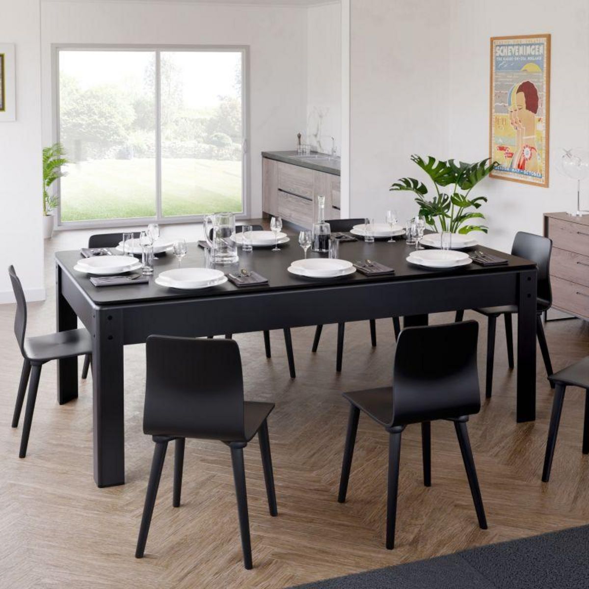 PLAY4FUN Billard Américain HARMONY 6Ft - 206,5 x 116,5 x 80 cm avec accessoires et plateau dînatoire - Couleur Noir