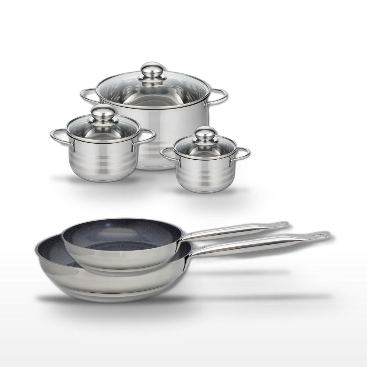 ELO Lot de 2 Poêles 24/28cm et 3 Faitouts 12/14/20cm Elo Profi Therm Platinum