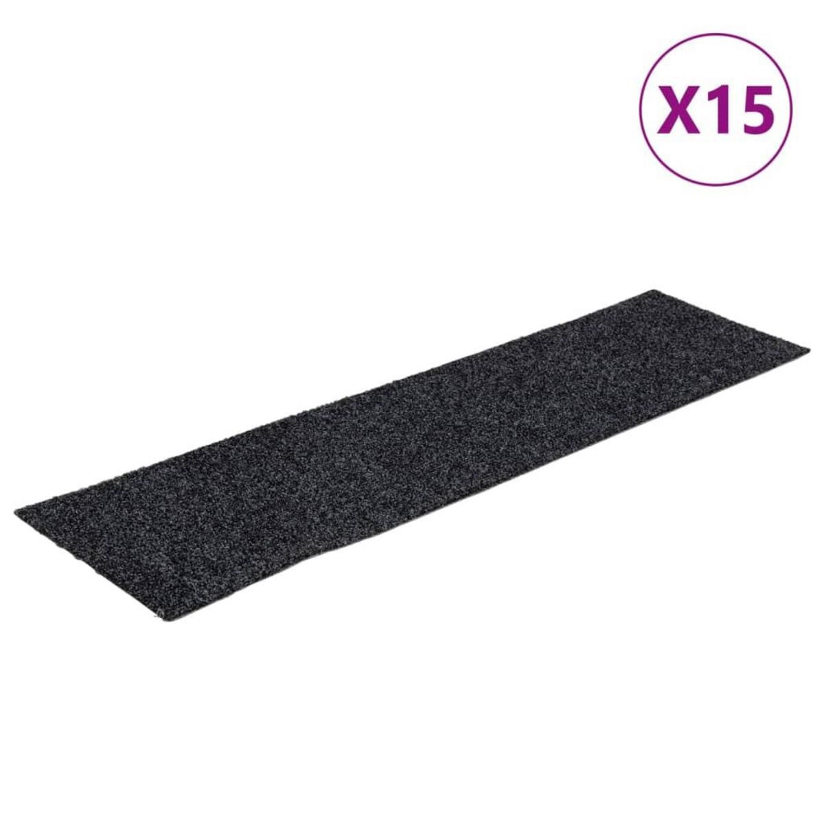 VIDAXL Tapis d'escalier autocollants Rectangulaire 15 pcs 76x20cm Gris
