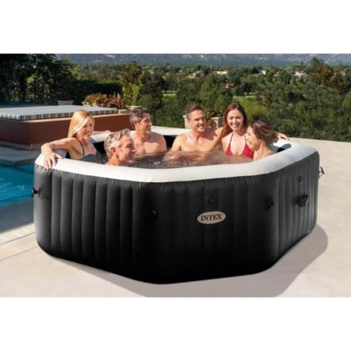 INTEX Spa - INTEX - PureSpa Carbone - 6 places - 140 diffuseurs a bulles - 6 jets massants