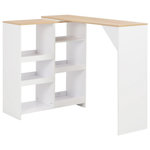 VIDAXL Table de bar avec tablette amovible Blanc 138x39x110 cm