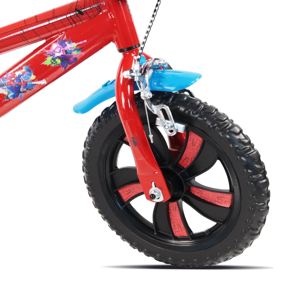 Marvel Vélo enfant 12'' Spiderman ( <90 cm) avec 1 frein, plaque avant décorative , bidon arrière, stabilisateurs & pneus increuvables