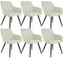 Voir la diapositive 1 : tectake Ensemble de 6 chaises en aspect lin siège rembourré crème/noir