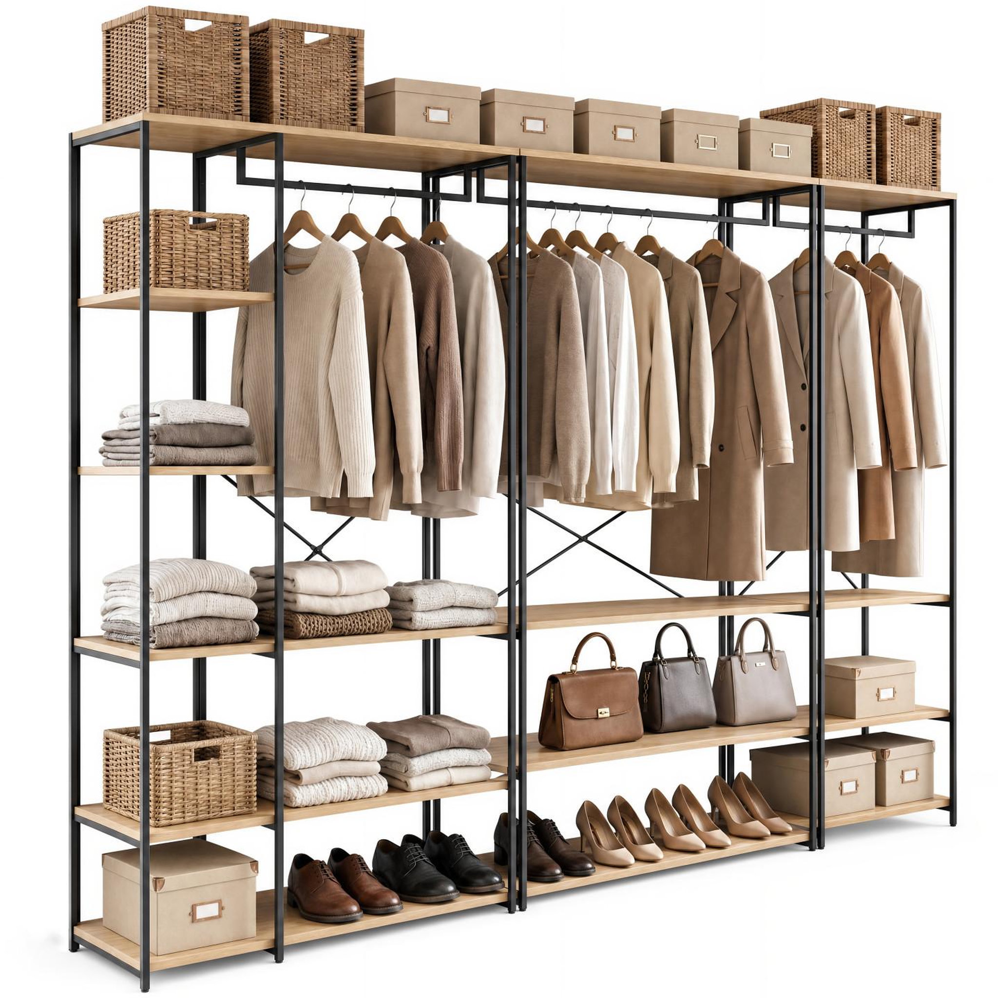 ID MARKET Dressing modulable xxl grande capacité l. 250 cm detroit design industriel