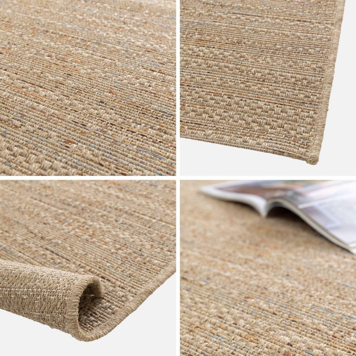 SWEEEK Tapis intérieur/extérieur effet jute claire avec touches de couleur