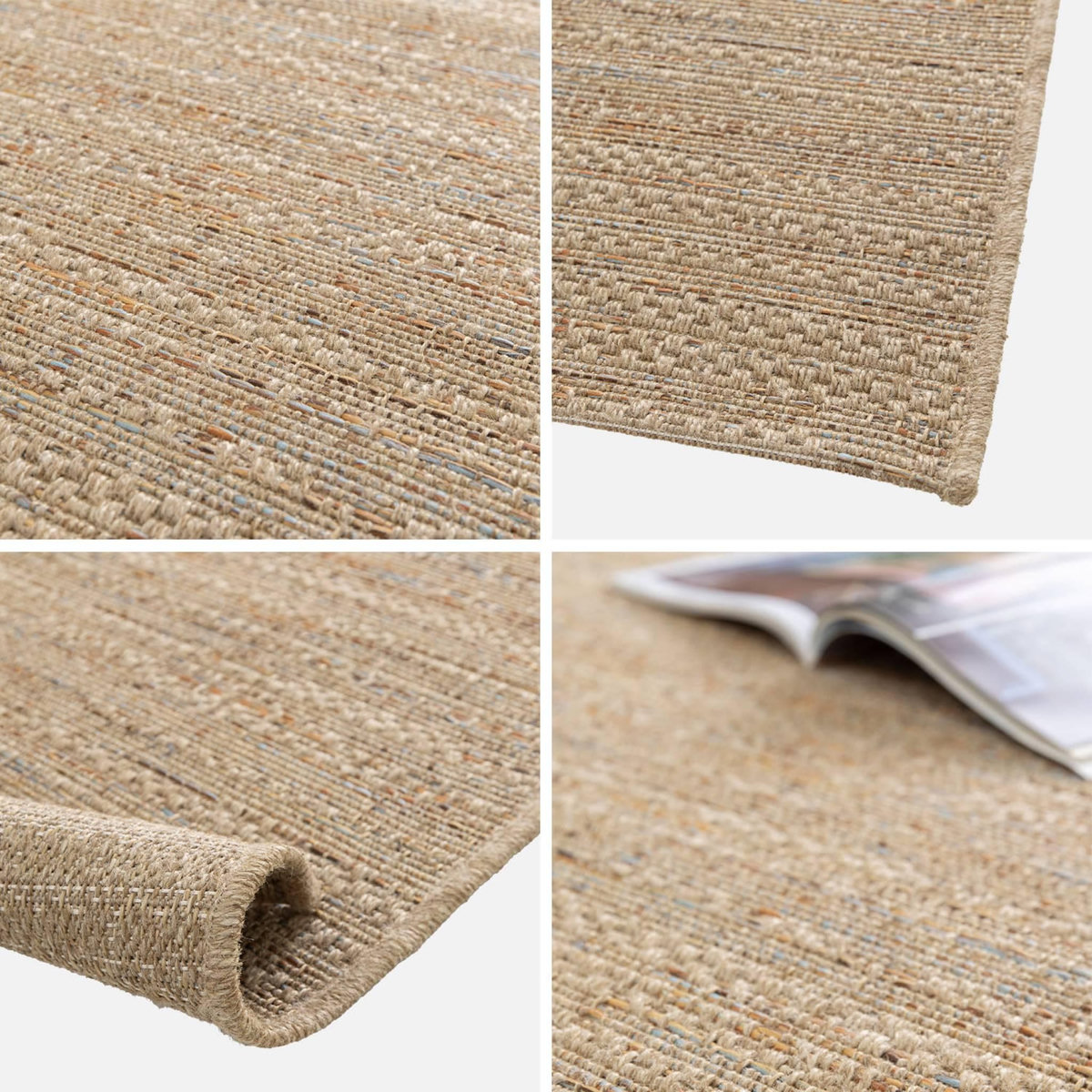 SWEEEK Tapis intérieur/extérieur effet jute claire avec touches de couleur