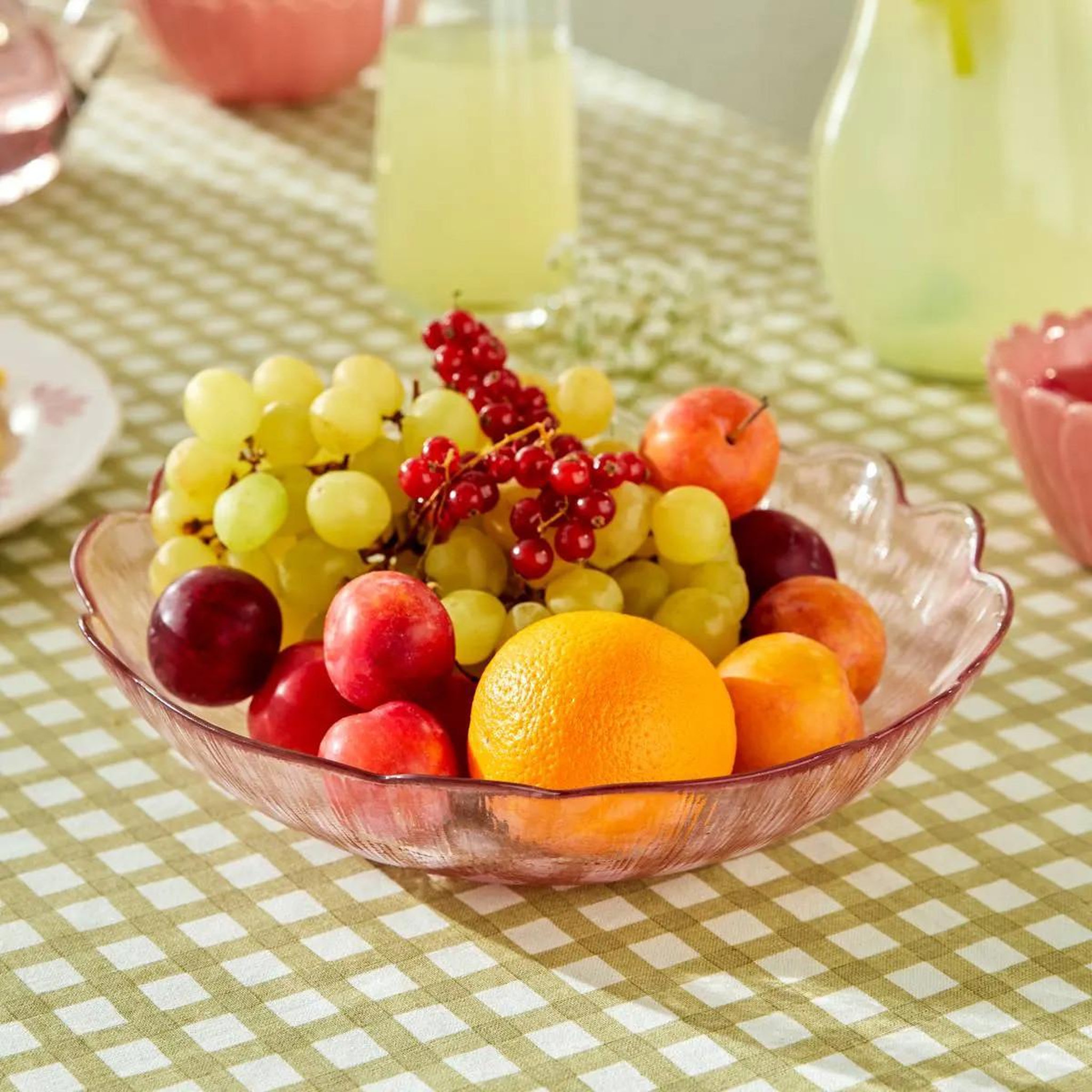 Voir la diapositive 2 : SECRET DE GOURMET Saladier design en verre  fleur  26cm rose