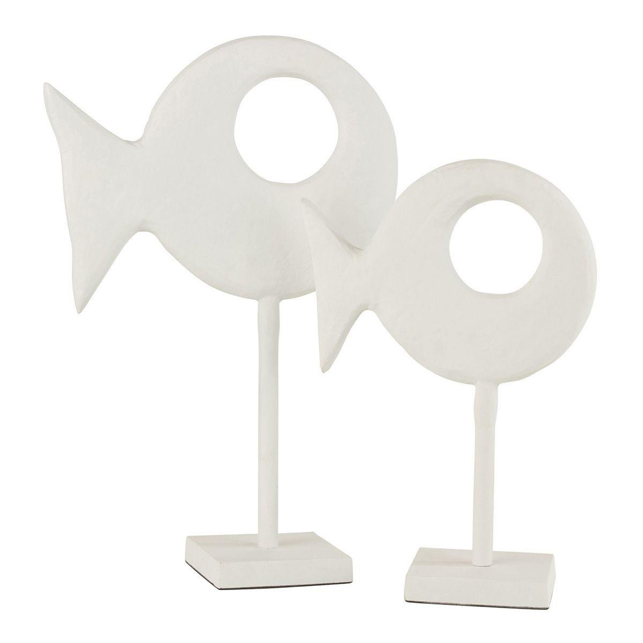 Voir la diapositive 2 : J-LINE Statuette sur pied  figurine poisson  30cm blanc