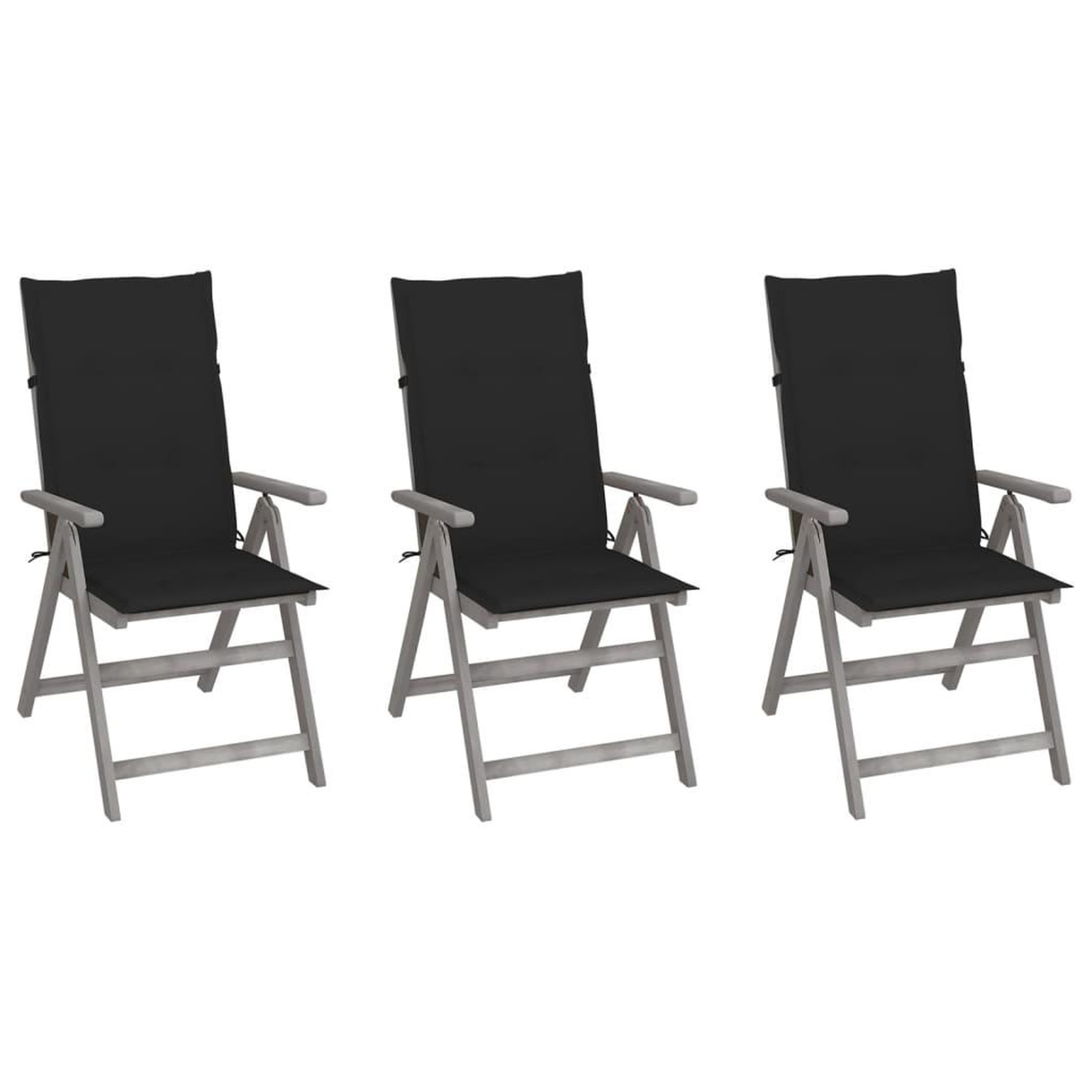 VIDAXL Chaises inclinables de jardin lot de 3 et coussins Bois acacia