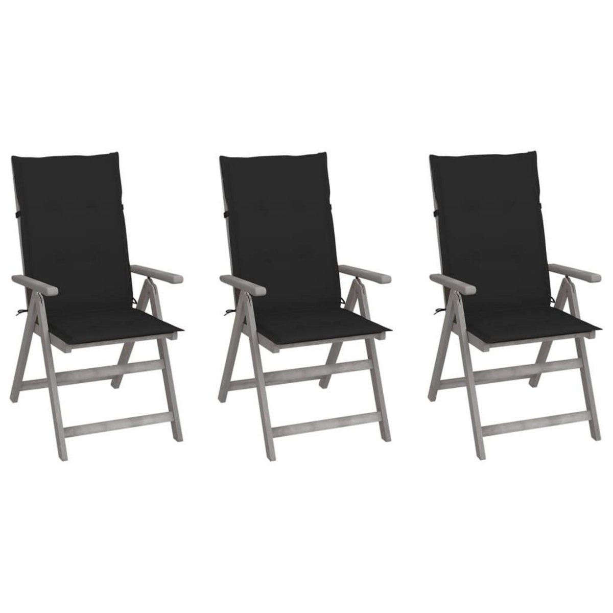 VIDAXL Chaises inclinables de jardin lot de 3 et coussins Bois acacia