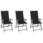 VIDAXL Chaises inclinables de jardin lot de 3 et coussins Bois acacia