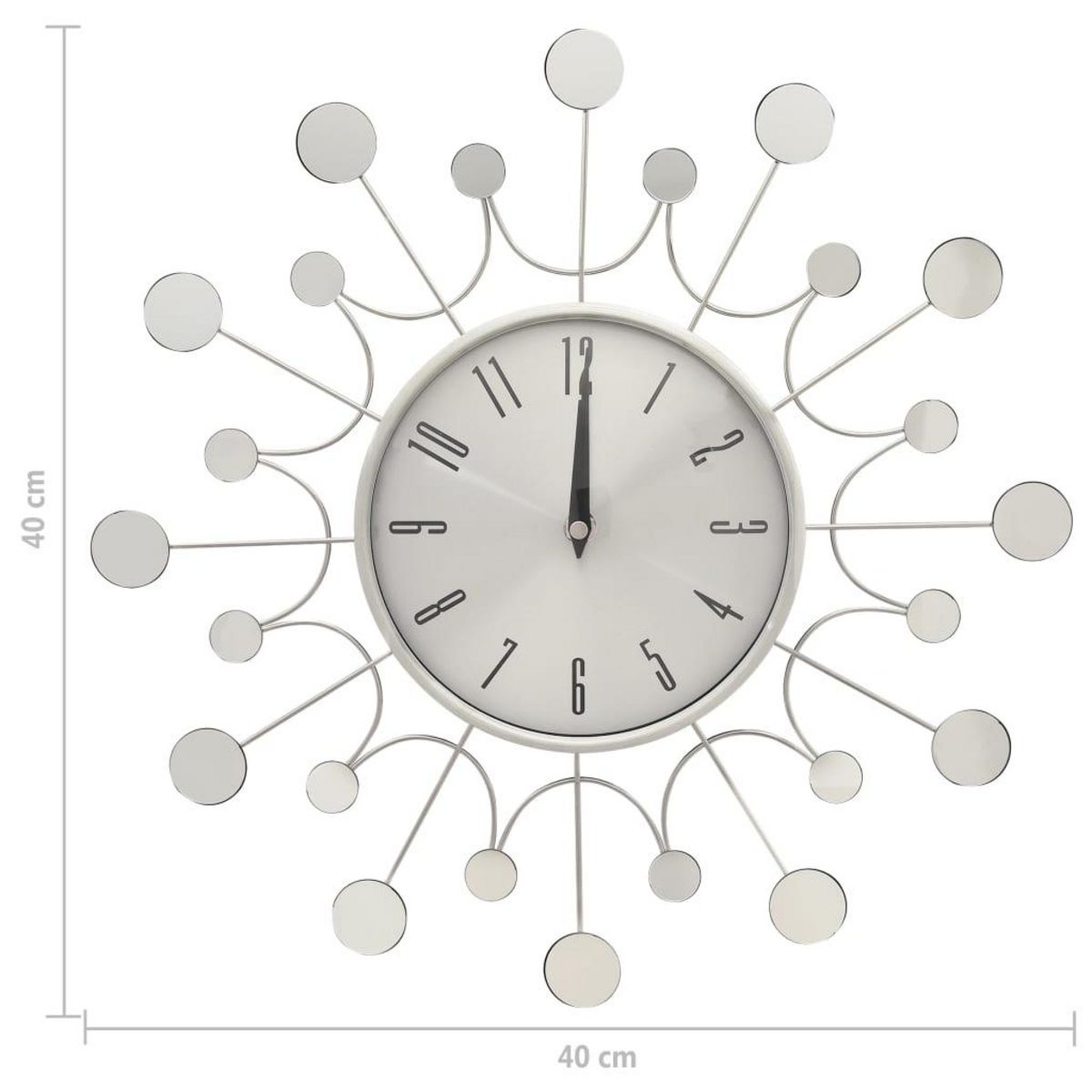 VIDAXL 325165 Wall Clock Silver 40 cm Metal
