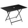 Voir la diapositive 1 : OUTSUNNY Table de jardin pliable 6 places - espace parasol - dim. 110 x 70 x 70 cm - métal époxy plateau verre trempé noir