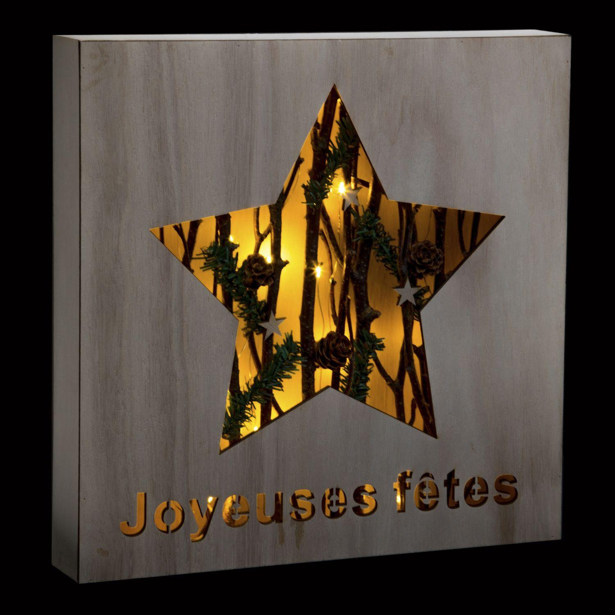 FEERIC LIGHT & CHRISTMAS Décoration de noël à poser lumineuse bois xmas - marron