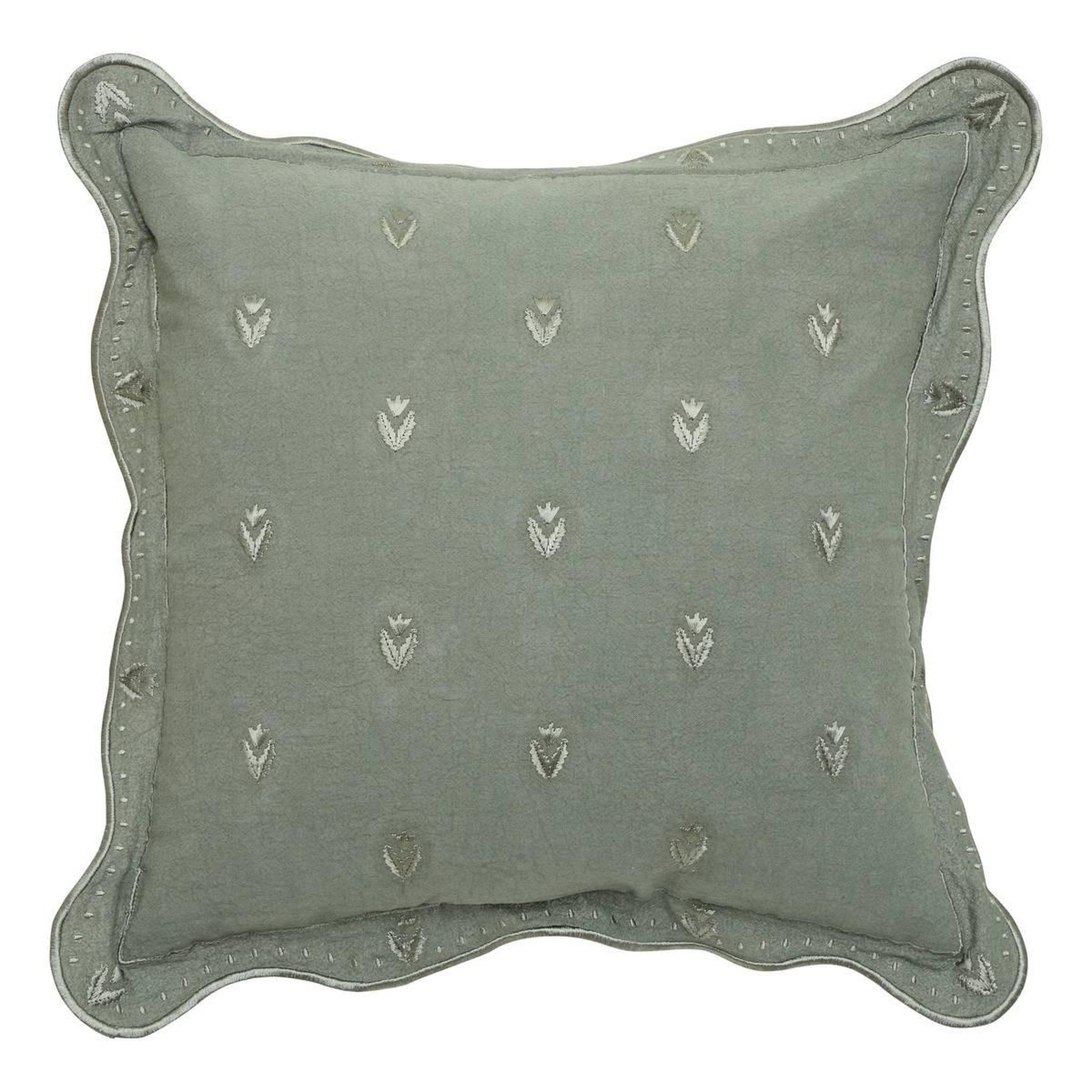 ATMOSPHERA Coussin déco brodé  mona  55x55cm kaki