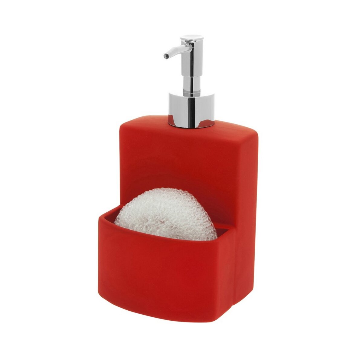 Distributeur de savon et porte éponge rouge