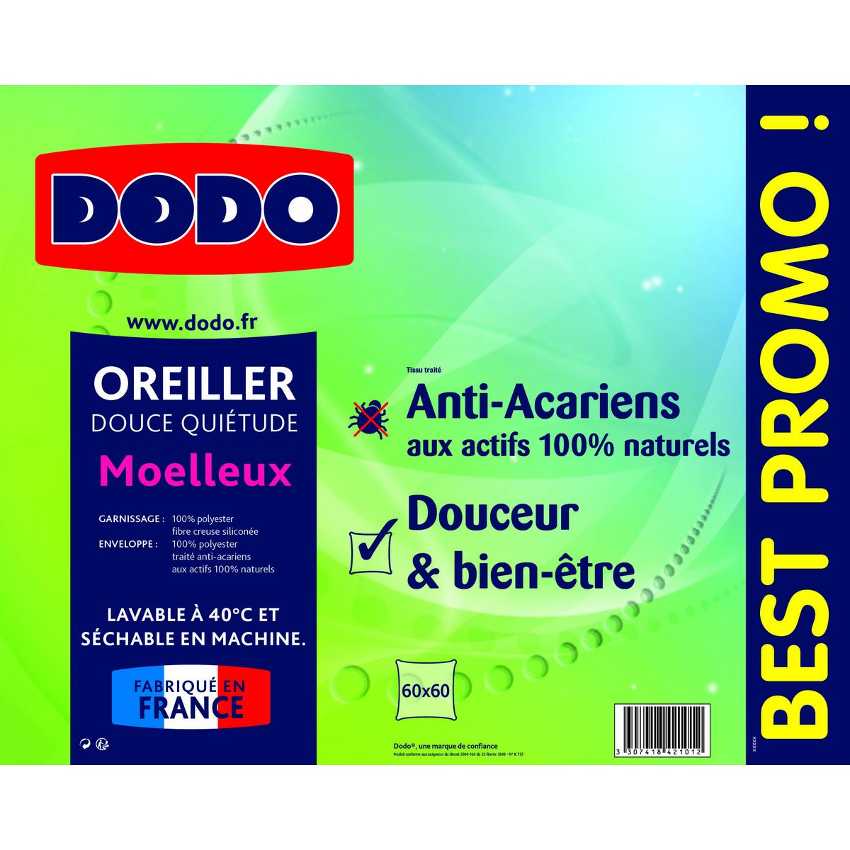 Oreiller DODO moelleux DOUCE QUIÉTUDE