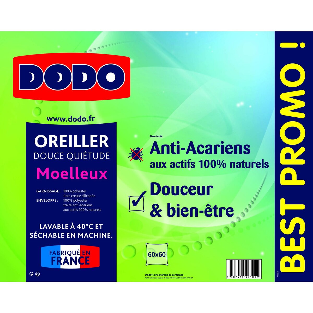 Oreiller DODO moelleux DOUCE QUIÉTUDE