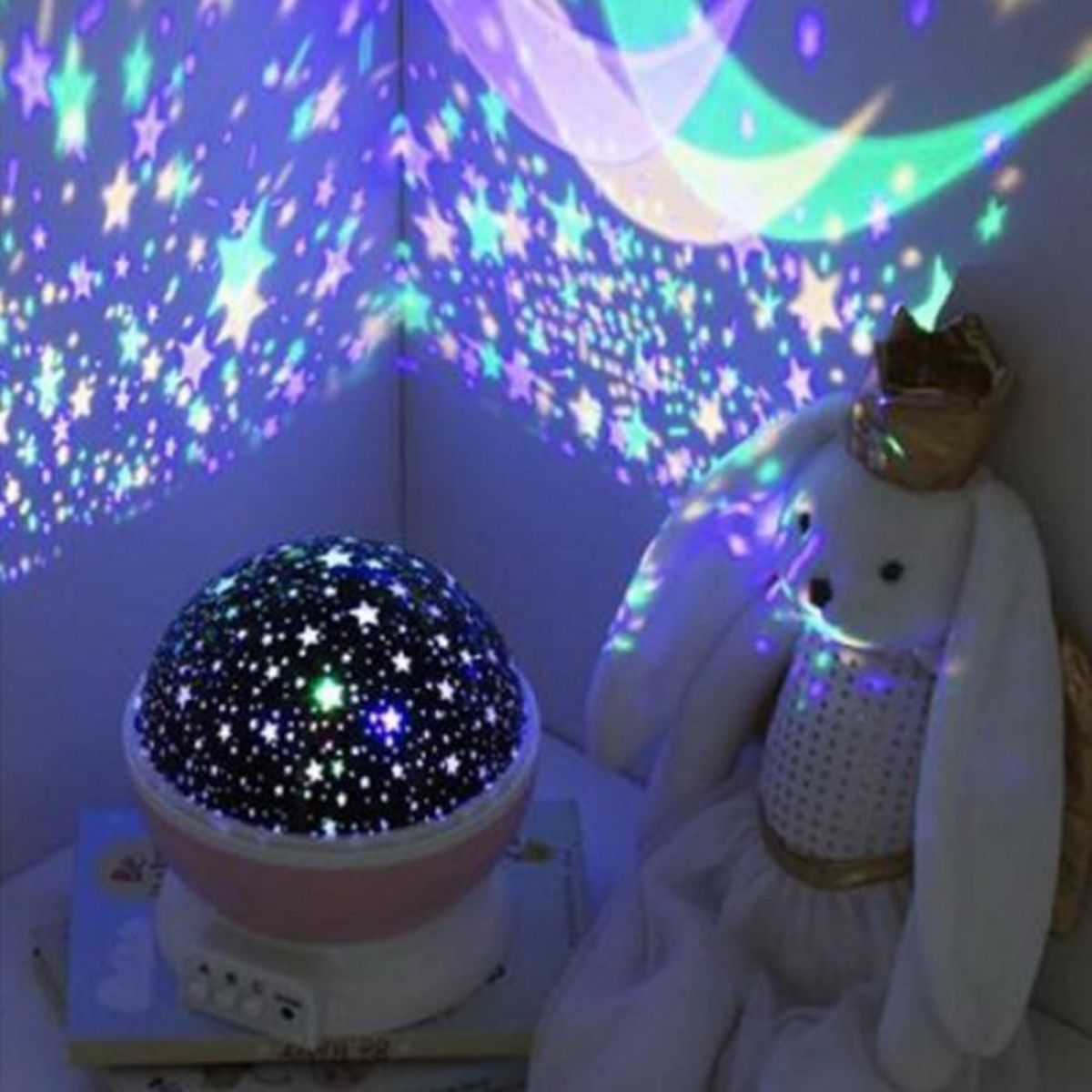 Atmosphera Kids Veilleuse Projecteur Rotative  Etoile  14cm Rose