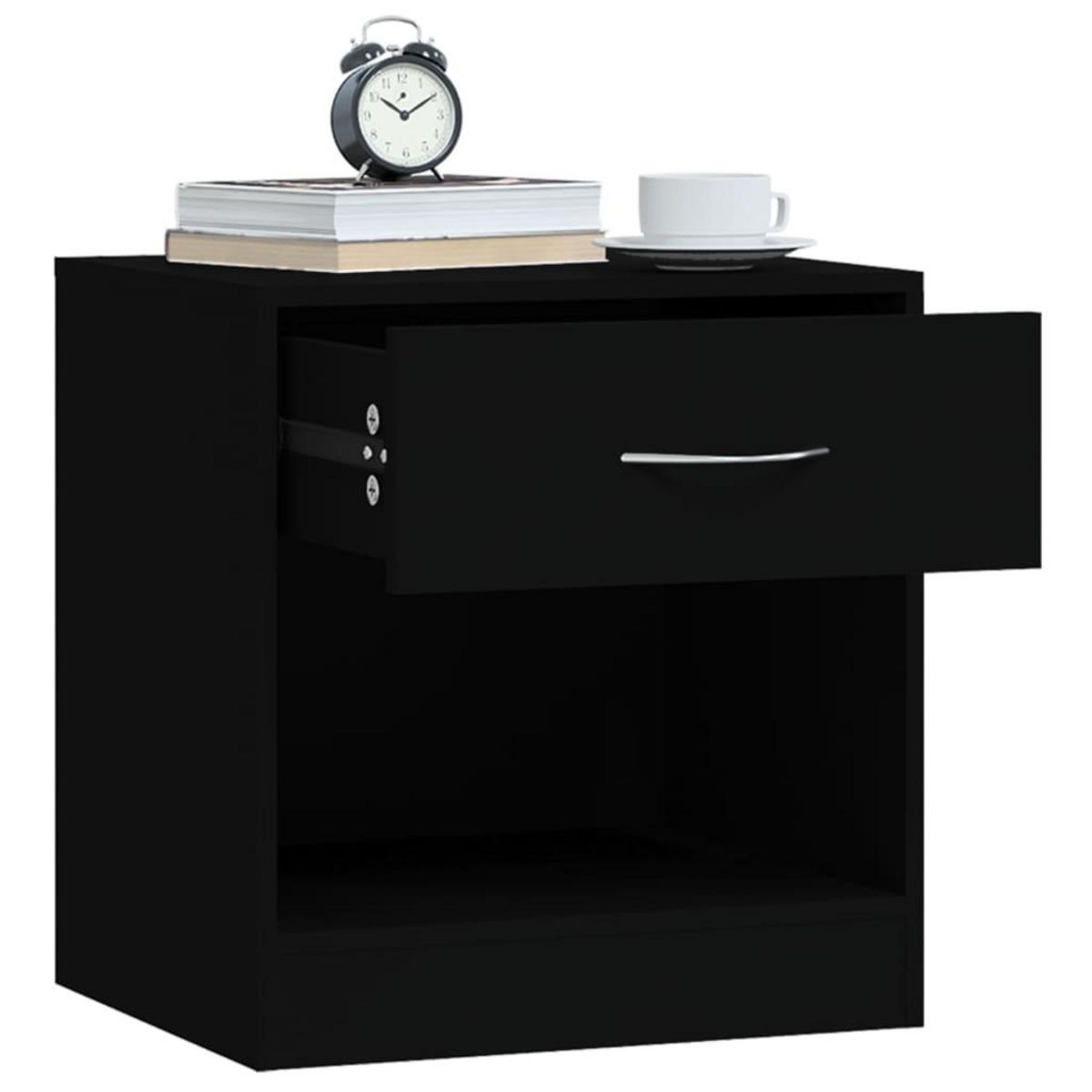VIDAXL Tables de chevet 2 pcs avec tiroir Noir