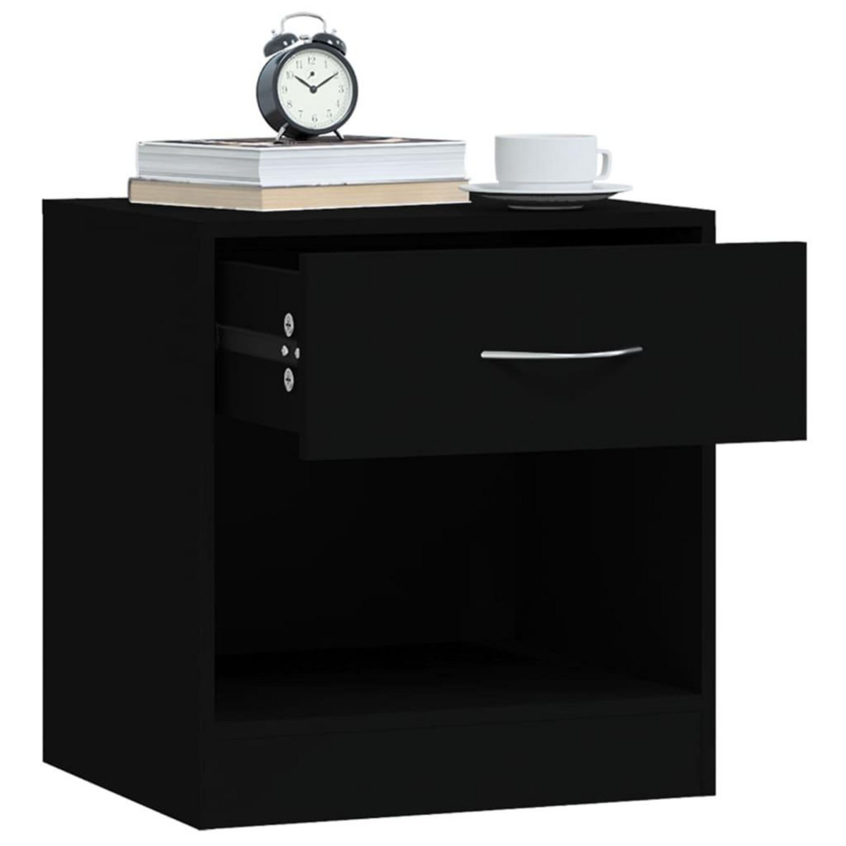 VIDAXL Tables de chevet 2 pcs avec tiroir Noir