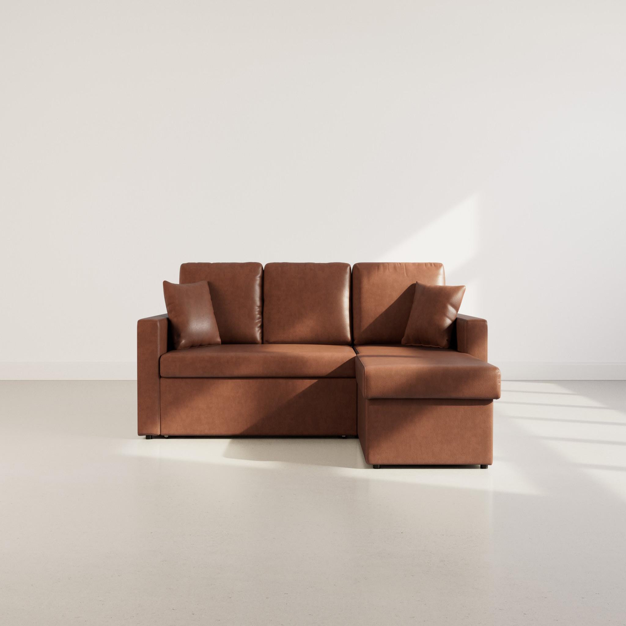 Voir la diapositive 5 : BEST MOBILIER Cyrus - canapé d'angle réversible 4 places - convertible avec coffre - en simili