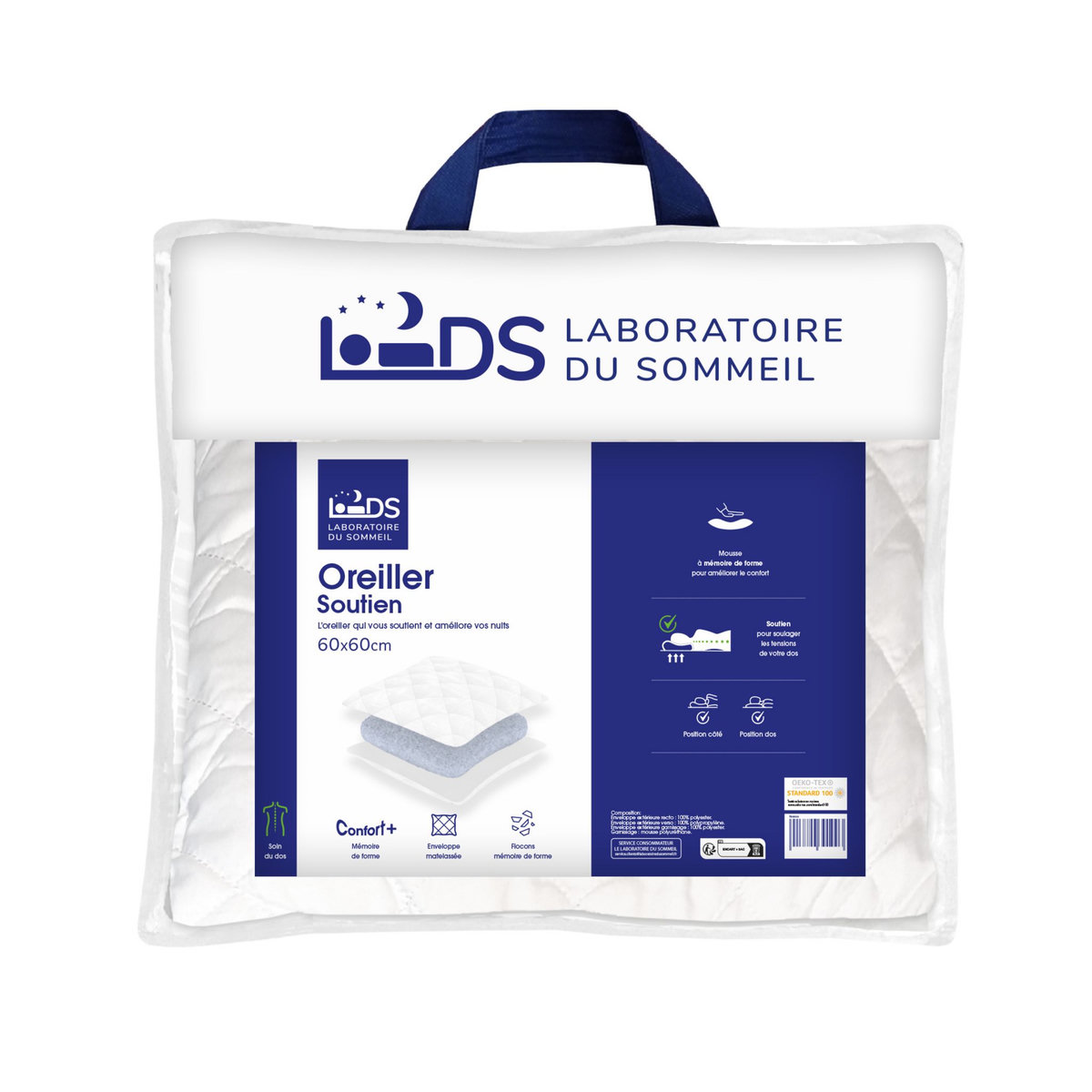 Oreiller mémoire de forme matelassé en microfibre 