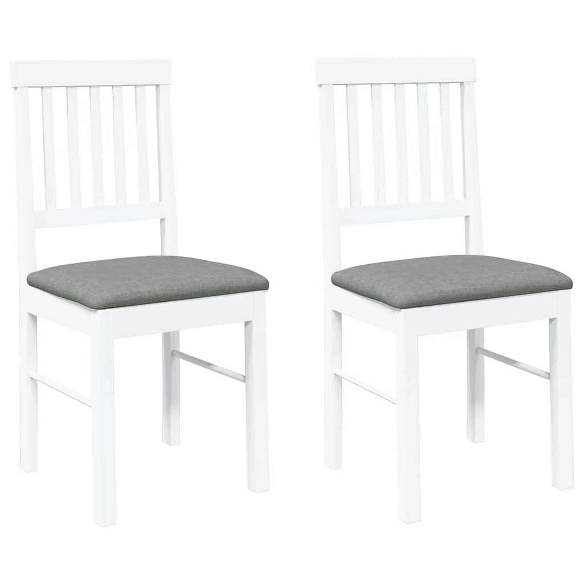 Voir la diapositive 2 : VIDAXL Chaises a manger coussins 2 pcs blanc bois massif caoutchouc