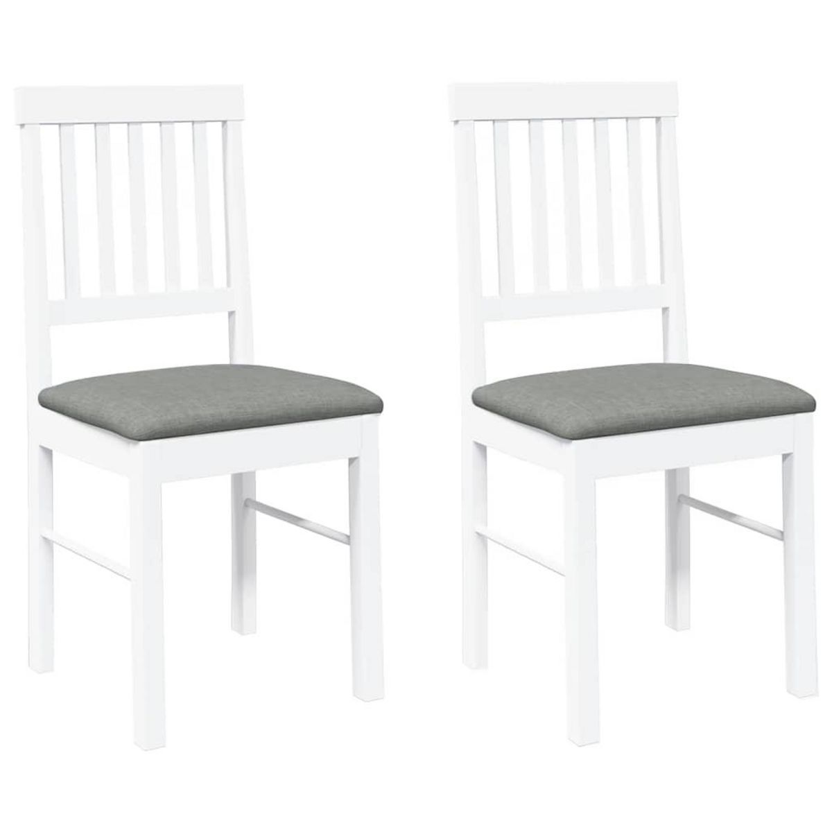 VIDAXL Chaises a manger coussins 2 pcs blanc bois massif caoutchouc