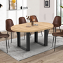 Voir la diapositive 2 : ID MARKET Table à manger extensible ronde PHOENIX 4-6 personnes bois et noir 110-150 cm